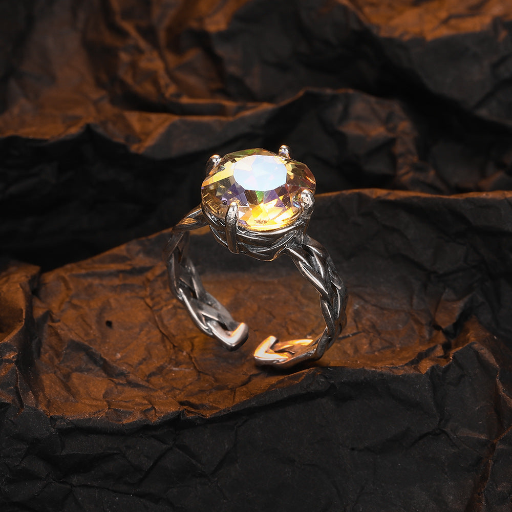 Anillo de cobre abierto de circón viejo al por mayor